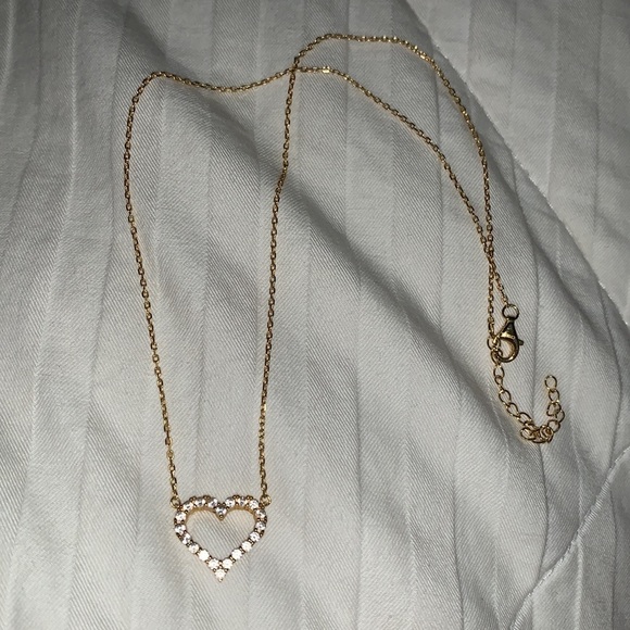 Gold plated Sterling silver 18kt gold plated CZ heart necklace NWOT - Picture 1 of 6